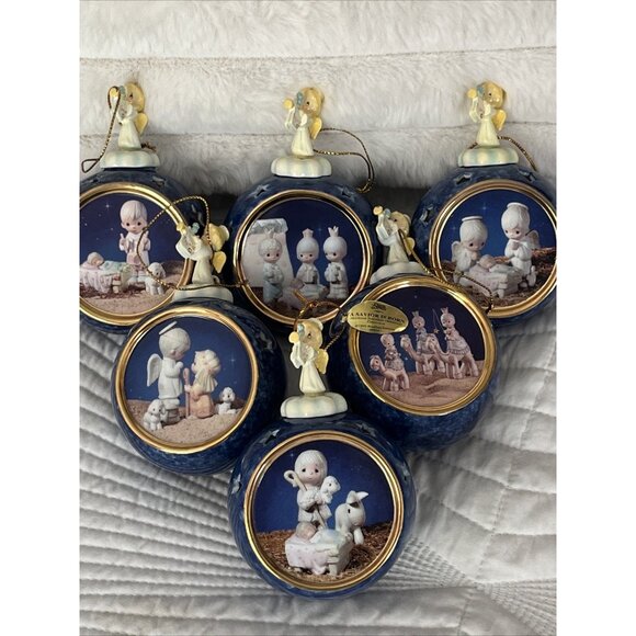 Precious Moments Bradford Exchange A Savior Is Born Ornaments 1999 Lot Of 6 - Picture 1 of 8